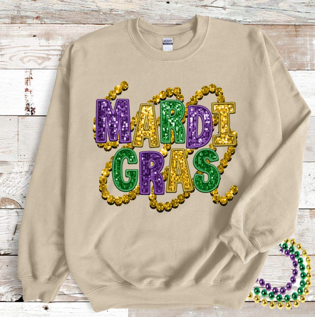 Mardi Gras Bead Shirt, Mardi Gras Sweatshirt, Louisiana Mardi Gras ...