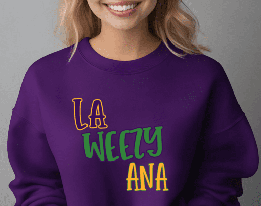 LaWeezyAna Shirt, Mardi Gras Sweatshirt, NOLA Parade Sweater, Louisiana New Orleans Purple Green and Gold Shirt, NOLA Parade Gift (Copy) - Image 2